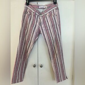 ETOILE ISABEL MARANT Women's Sz 36 US 4 Slim Capri Pants Pink Purple Herringbone